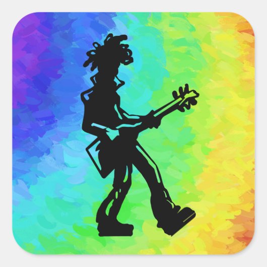 New York Boogie Nights Guitar Rainbow Vierkante Sticker (Voorkant)