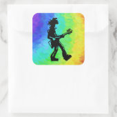 New York Boogie Nights Guitar Rainbow Vierkante Sticker (Tas)