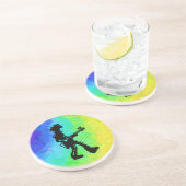 New York Boogie Nights Guitar Rainbow Zandsteen Onderzetter (Zijkant)