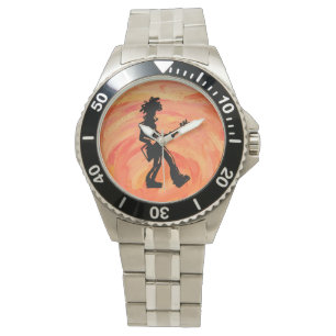 New York Boogie Nights Guitar Sinaasappel Horloge