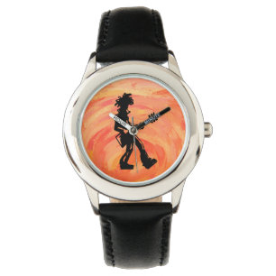 New York Boogie Nights Guitar Sinaasappel Horloge