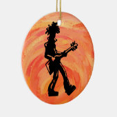 New York Boogie Nights Guitar Sinaasappel Keramisch Ornament (Rechts)