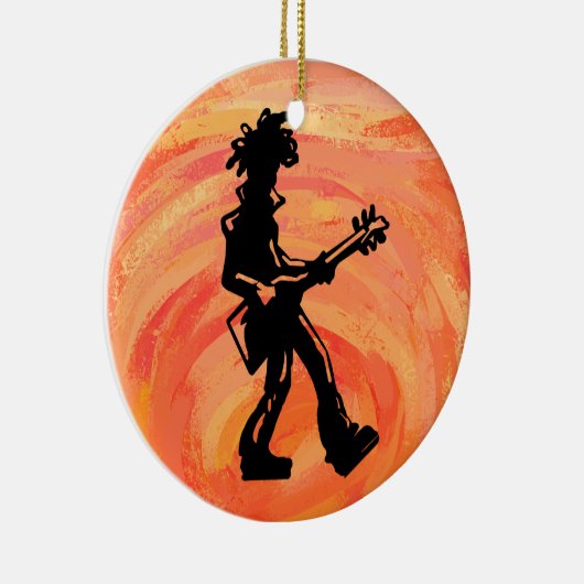 New York Boogie Nights Guitar Sinaasappel Keramisch Ornament (Rechts)