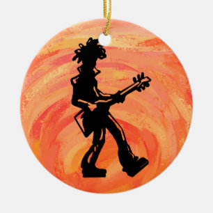 New York Boogie Nights Guitar Sinaasappel Keramisch Ornament