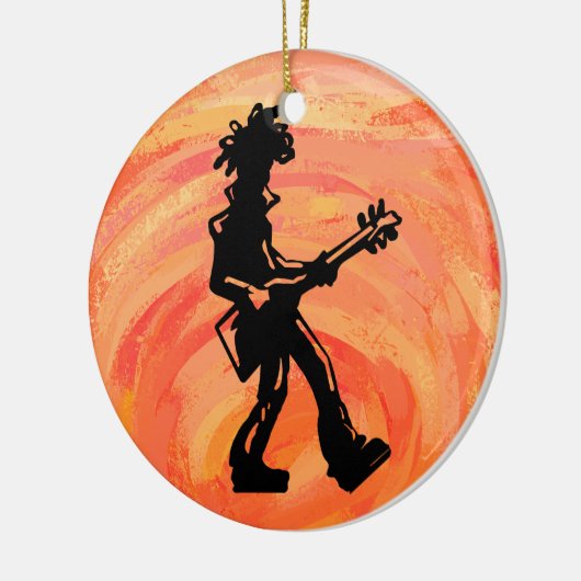 New York Boogie Nights Guitar Sinaasappel Keramisch Ornament (Links)