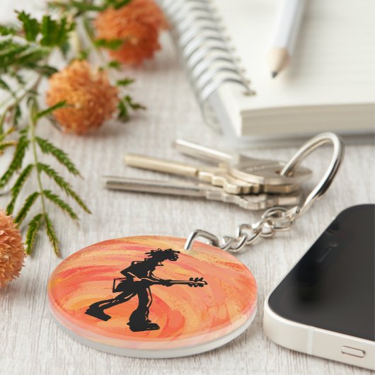 New York Boogie Nights Guitar Sinaasappel Sleutelhanger (Voorkant Rechts)