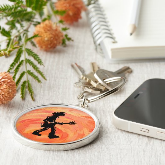 New York Boogie Nights Guitar Sinaasappel Sleutelhanger (Zijkant)