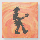 New York Boogie Nights Guitar Sinaasappel Stenen Onderzetter (Voorkant)