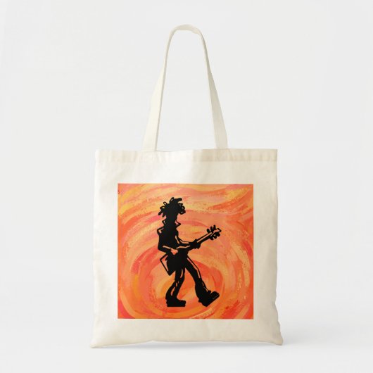 New York Boogie Nights Guitar Sinaasappel Tote Bag (Voorkant)