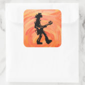 New York Boogie Nights Guitar Sinaasappel Vierkante Sticker (Tas)