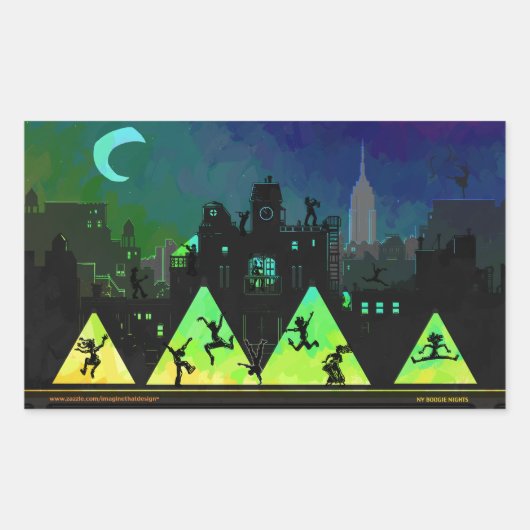 New York Boogie Nights Rechthoekige Sticker (Voorkant)