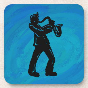 New York Boogie Nights Saxophone Blue Bier Onderzetter