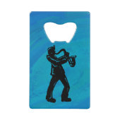 New York Boogie Nights Saxophone Blue Creditkaart Flessenopener (Voorkant)