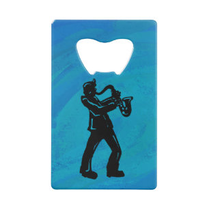 New York Boogie Nights Saxophone Blue Creditkaart Flessenopener