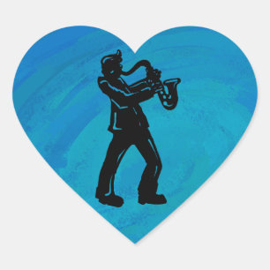 New York Boogie Nights Saxophone Blue Hart Sticker