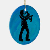 New York Boogie Nights Saxophone Blue Keramisch Ornament (Rechts)