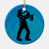 New York Boogie Nights Saxophone Blue Keramisch Ornament (Voorkant)