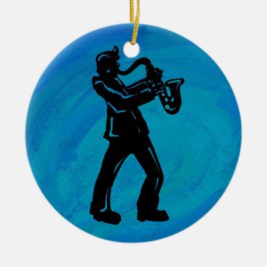 New York Boogie Nights Saxophone Blue Keramisch Ornament (Voorkant)