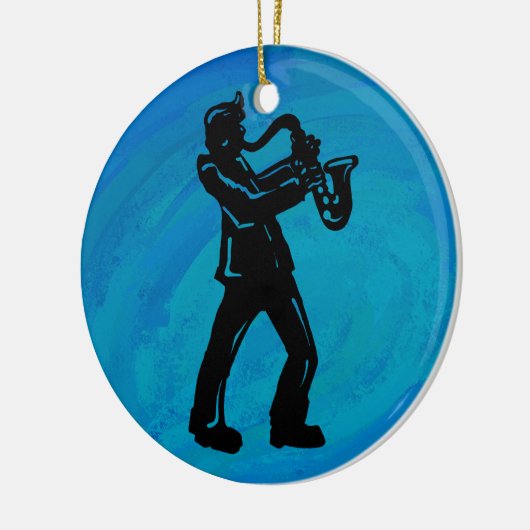 New York Boogie Nights Saxophone Blue Keramisch Ornament (Links)