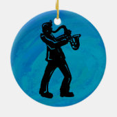New York Boogie Nights Saxophone Blue Keramisch Ornament (Achterkant)