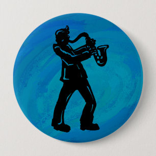 New York Boogie Nights Saxophone Blue Ronde Button 4,0 Cm
