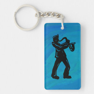 New York Boogie Nights Saxophone Blue Sleutelhanger