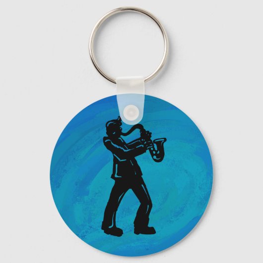 New York Boogie Nights Saxophone Blue Sleutelhanger (Voorkant)