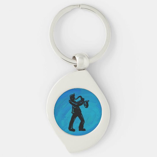 New York Boogie Nights Saxophone Blue Sleutelhanger (Voorkant)