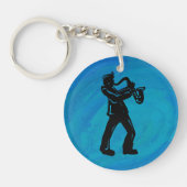 New York Boogie Nights Saxophone Blue Sleutelhanger (Voorkant)
