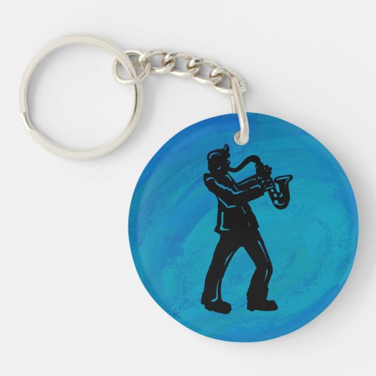 New York Boogie Nights Saxophone Blue Sleutelhanger (Voorkant)