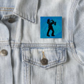 New York Boogie Nights Saxophone Blue Vierkante Button 5,1 Cm (In situ)