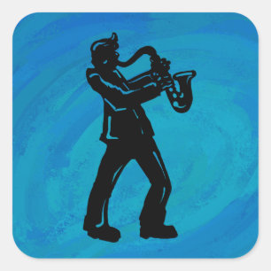 New York Boogie Nights Saxophone Blue Vierkante Sticker
