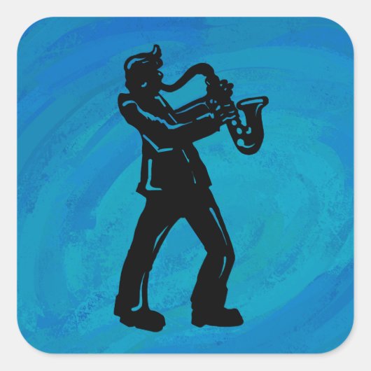 New York Boogie Nights Saxophone Blue Vierkante Sticker (Voorkant)