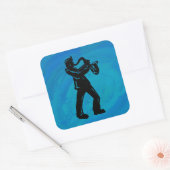 New York Boogie Nights Saxophone Blue Vierkante Sticker (Envelop)