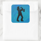 New York Boogie Nights Saxophone Blue Vierkante Sticker (Tas)