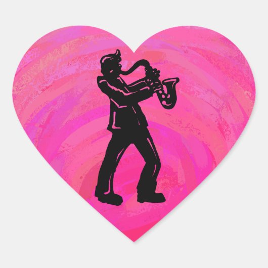 New York Boogie Nights Saxophone Hot Pink Hart Sticker (Voorkant)