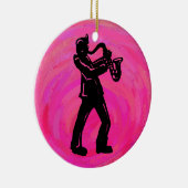 New York Boogie Nights Saxophone Hot Pink Keramisch Ornament (Rechts)
