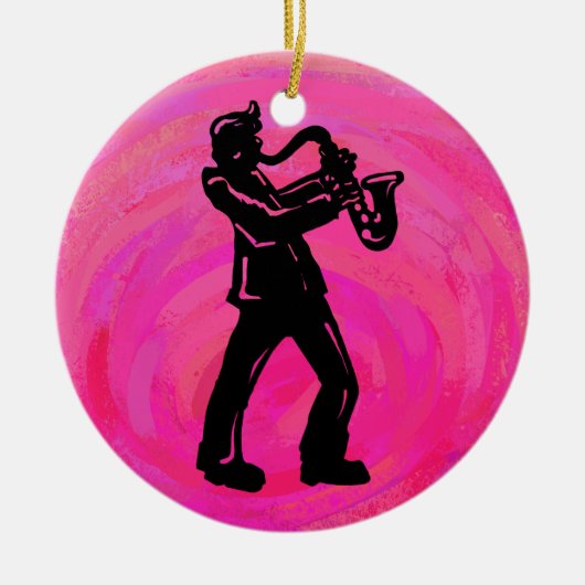 New York Boogie Nights Saxophone Hot Pink Keramisch Ornament (Voorkant)