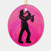New York Boogie Nights Saxophone Hot Pink Keramisch Ornament (Links)