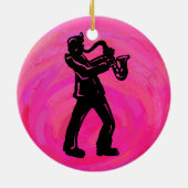New York Boogie Nights Saxophone Hot Pink Keramisch Ornament (Achterkant)