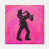 New York Boogie Nights Saxophone Hot Pink Magneet (Voorkant)