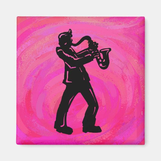 New York Boogie Nights Saxophone Hot Pink Magneet (Voorkant)