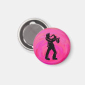 New York Boogie Nights Saxophone Hot Pink Magneet (Voorkant / Achterkant)