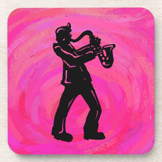 New York Boogie Nights Saxophone Hot Pink Onderzetter (Voorkant)