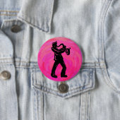 New York Boogie Nights Saxophone Hot Pink Ronde Button 7,6 Cm (In situ)