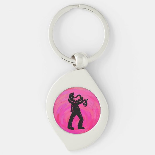 New York Boogie Nights Saxophone Hot Pink Sleutelhanger (Voorkant)