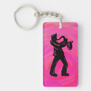 New York Boogie Nights Saxophone Hot Pink Sleutelhanger