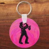New York Boogie Nights Saxophone Hot Pink Sleutelhanger (Voorkant)