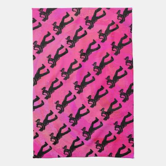 New York Boogie Nights Saxophone Hot Pink Theedoek (Verticaal)