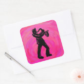 New York Boogie Nights Saxophone Hot Pink Vierkante Sticker (Envelop)